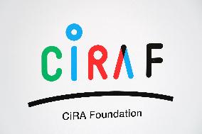 Signboard and logo of Kyoto University iPS Cell Research Foundation